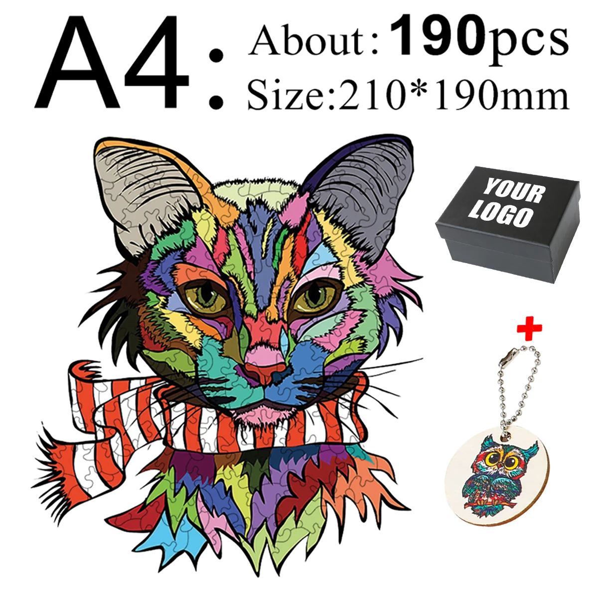 Unique Animal Wooden Puzzle Cats Animals Shape Kids Puzzle Educational Toys DIY Crafts Gift Intellectual Exercise Game For Adult