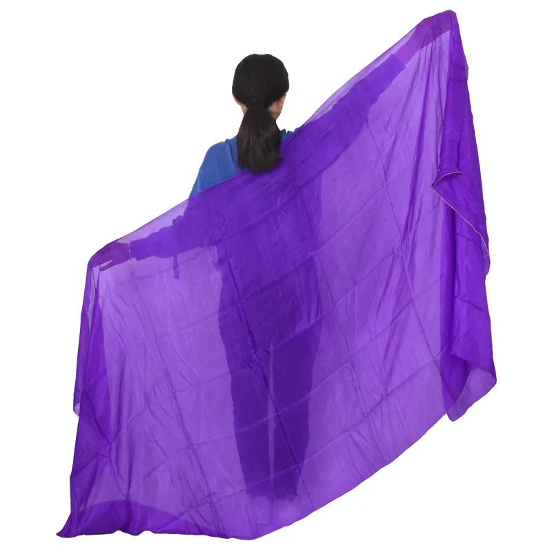 New Silk Belly Dance Veils Shawl Scarf Pure Purple Color Bellydance Practice Performance Silk Veils 250/270*114 cm For Women