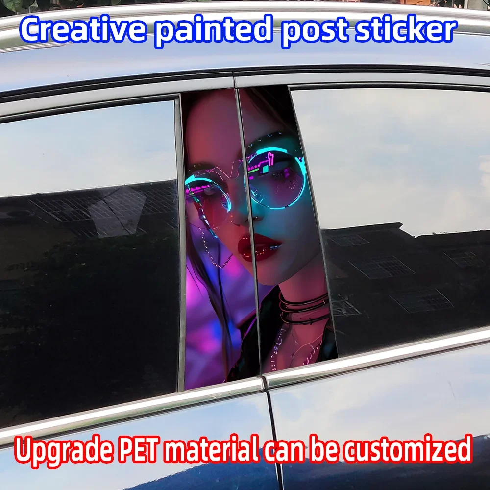 

Cyberpunk Girl Car Stickers Car B-pillar Vinyl Decals Waterproof Auto Center Pillar Sticker Cover Scratches Decor Accessories