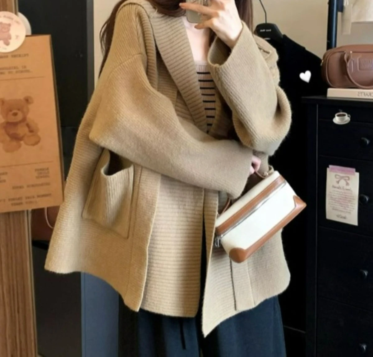 Lazy Style Hooded Long Sleeve Knitwear Autumn Winter Slimming Casual Cardigan