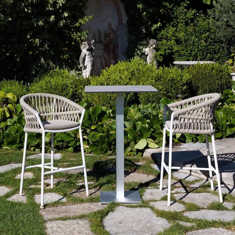#Modern High Quality Aluminum Bistro Bar Stools Counter Dining Furniture for Outdoor Patio & Villas Black Rope Finish
