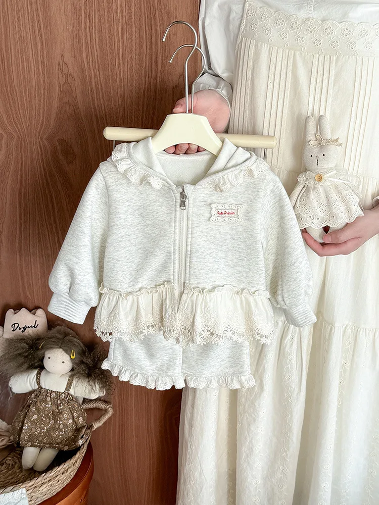 

Girls Autumn Suit2025New Style Children's Fashionable Sweatshirt Two-Piece Set for Girls Baby Autumn Hooded Jacket aClass