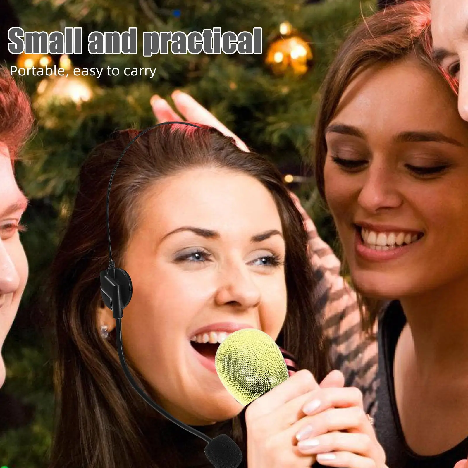 2-teiliges realistisches Kostüm, goldene gefälschte Mikrofone, Kopfhörer-Requisite für Maskerade, Halloween, leicht, stilvoll, Konzert