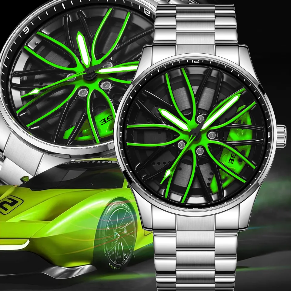 

LIGE крутые модные мужские кварцевые наручные часы из нержавеющей стали с циферблатом, спортивный автомобильный обод, часы-ступица колеса, деловые роскошные наручные часы