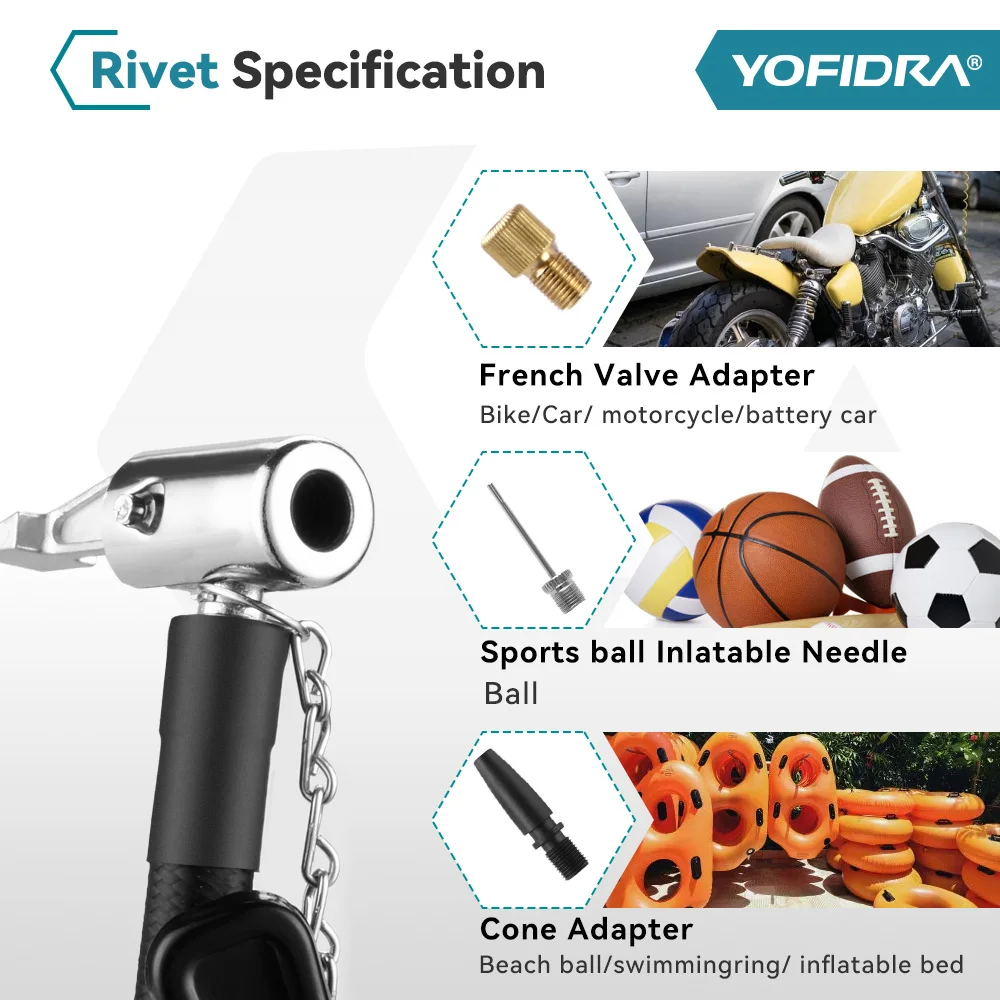 YOFIDRA High Pressure Air Inflatable Tire Inflator Compressor Digital Display Cordless Car Tyre Inflator For Makita Battery Pin view 5
