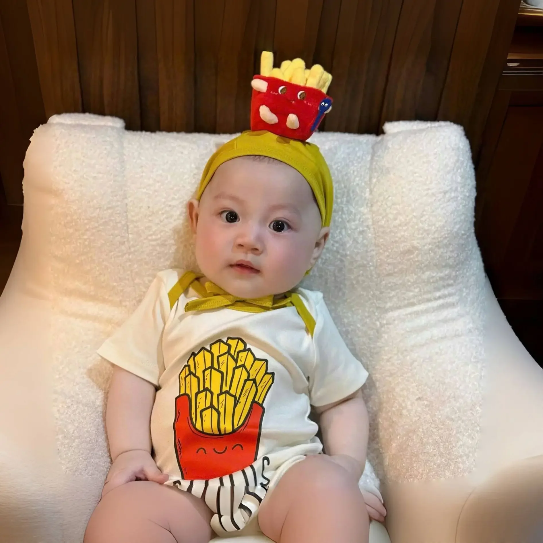 Summer Baby Romper French Fries Outfit Cotton Cute Infant Jumpsuit Unisex 100 Days Party Clothes Newborn Bodysuit 0-12 Months