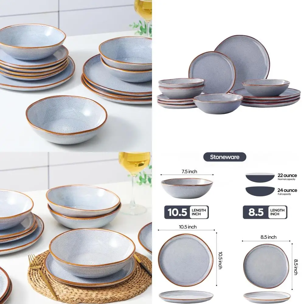 

Набор круглой керамической посуды из 4 предметов: тарелки, миски, подходят для мытья в посудомоечной машине и использования в микроволновой печи, реактивный синий цвет