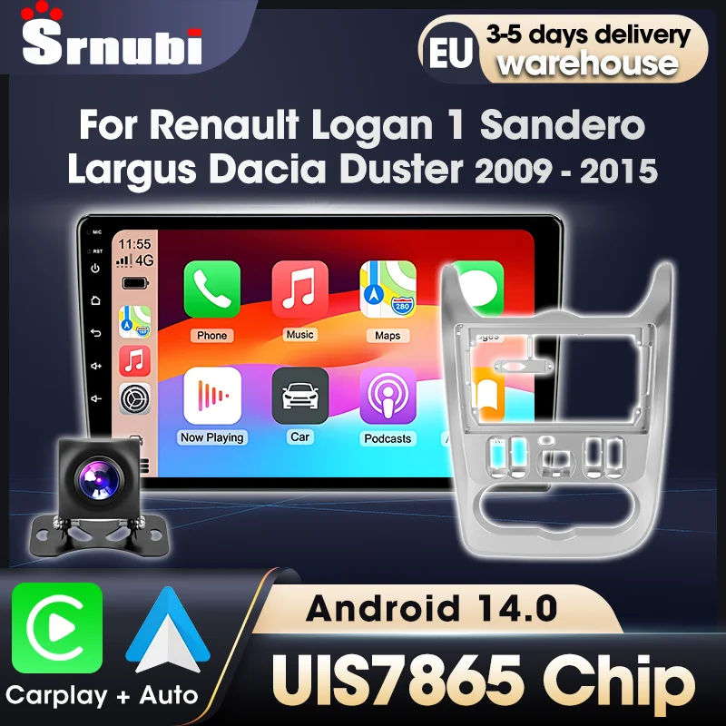Accessoires de voiture Srnubi pour Renault Logan 1 Sandero 2009 2010 2011 2012-2015 Largus Dacia Duster WIFI Carplay Android Auto Audio