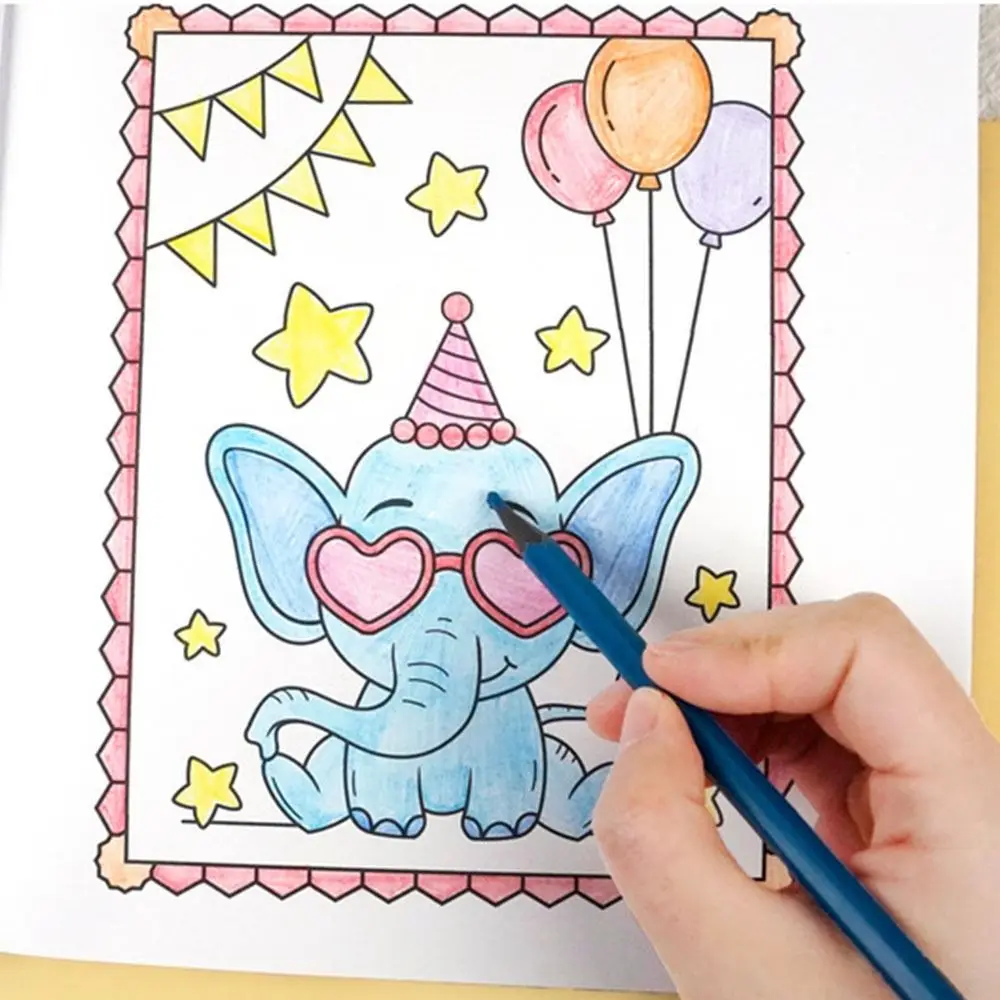 Handmade Happy Birthday Coloring Book Creative Educational Gouache Graffiti Book Safe-to-Use DIY Filling Color Book Children