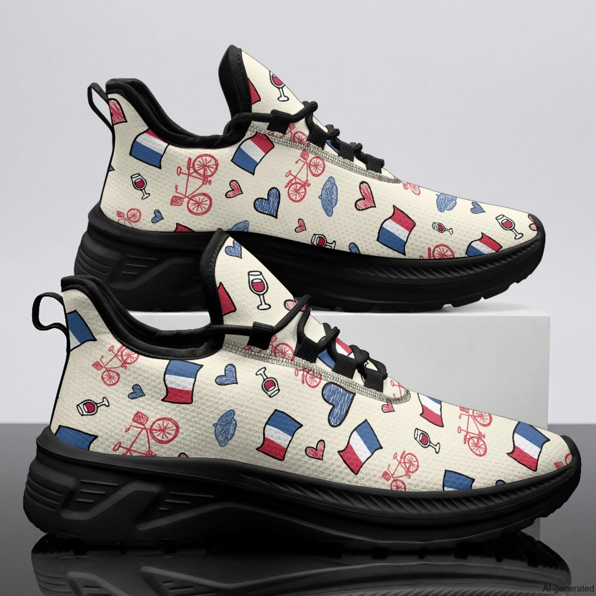 XIXIRIMIDO Womens Walking Shoes Nurse Shoes Nurse Sneakers French Flag Print Tenis Masculino De Corrida Barefoot Shoes 35-48