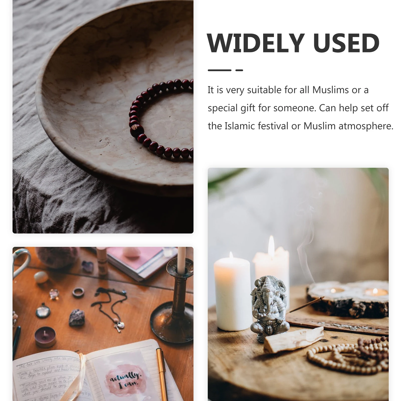 

Rosary Necklace Prayer Bead Worship Supply Decorative Muslim Holding Brown Crystal Praying