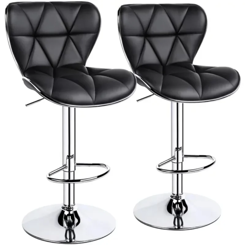 

Design Adjustable Midback Faux Leather Bar Stool, Set of 2, Black