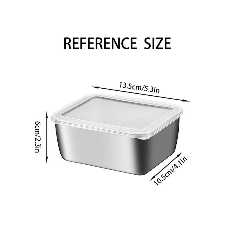 Stainless Steel Snack Container with Lids Rectangle Airtight Food Storage Container Preservation Bento Food Box Picnic Tools