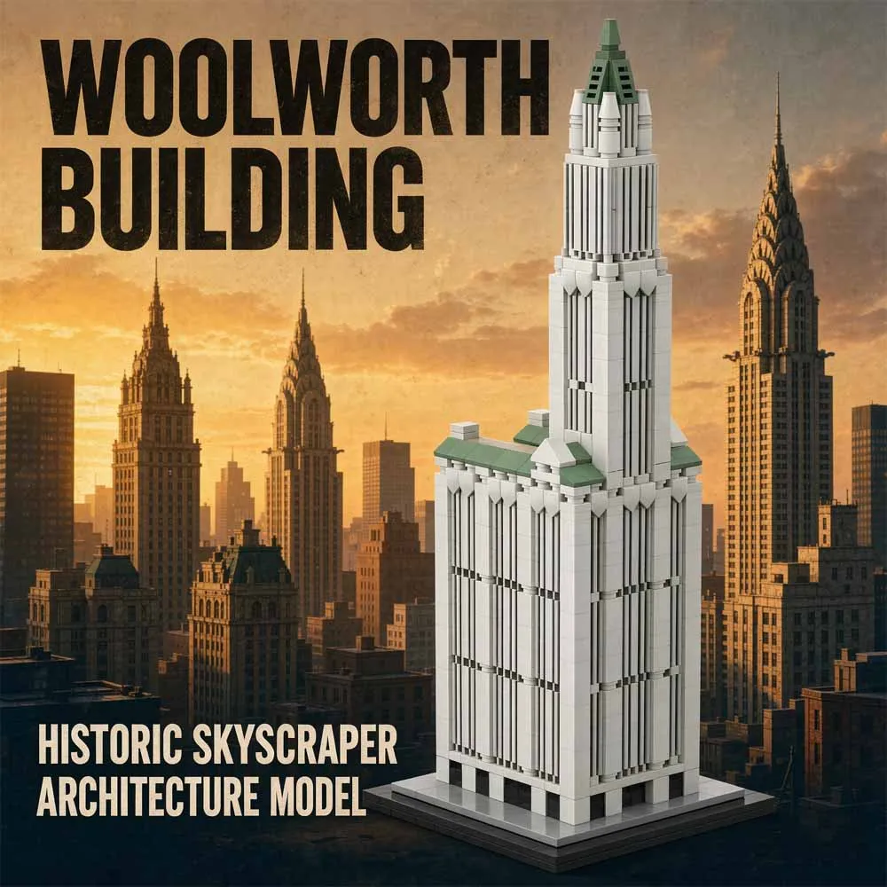 MOC Wool-worth Building Skyscraper Building Blocks Architecture Model Kit City Landmark Desktop Toy Gift for Adults 1117PCS