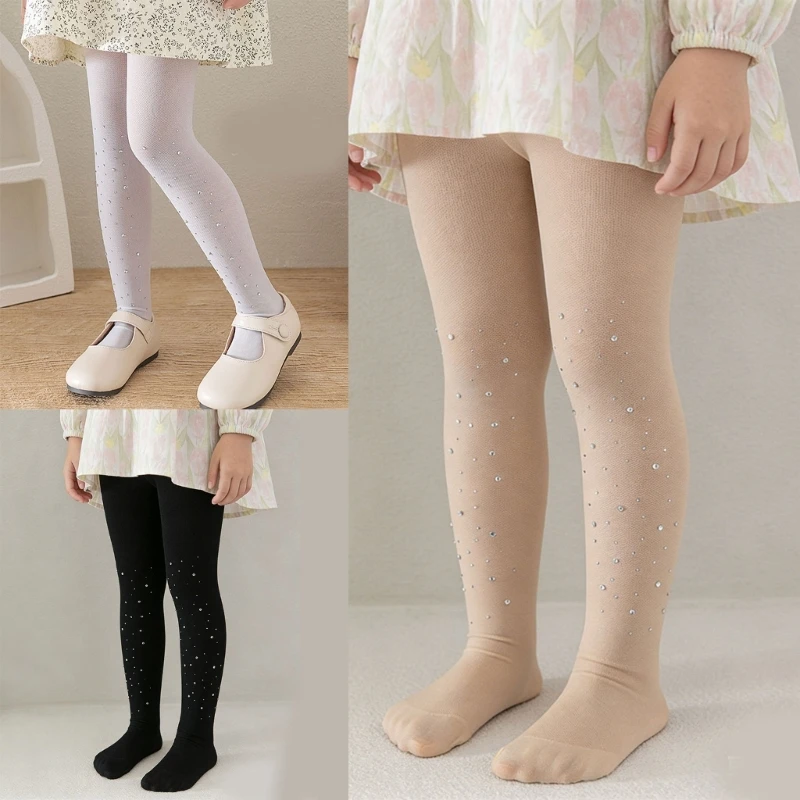 Sparkling Rhinestones Kids Tights Colorful High Elasticity Leggings For Girls Party And Daily Wear Children Stockings A2UB