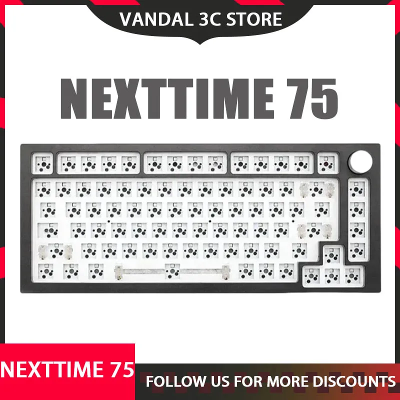 

Nexttime X75 75% Gasket Mechanical Keyboard Kit Tri-Mode Hot-Swap Rgb Switch Led Type C Next Time 75 Pcb Switch Lighting Effects