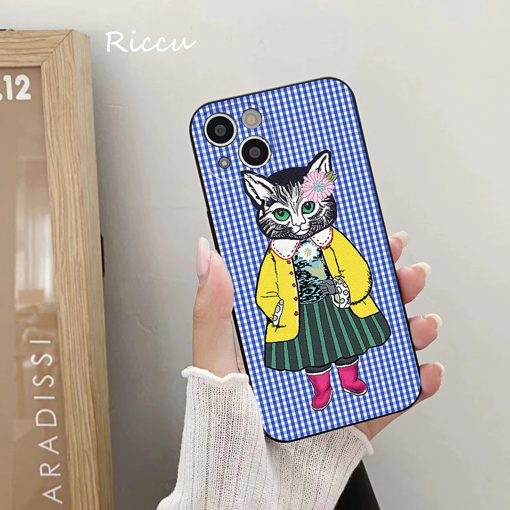 FOR IPhone 14 Luxury Ins Design Funny Cat Phone Case FOR IPhone 14 11 12 Pro 8 7 Plus X 14 Pro MAX SE XR XS 13 MINI Soft Covers