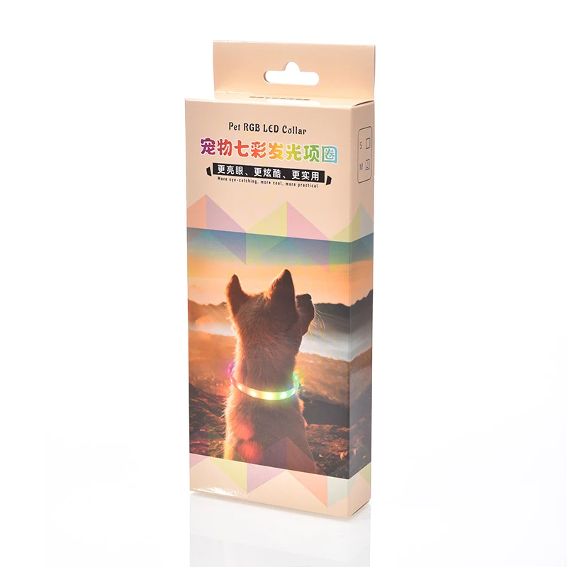 Rgb descoloração brilhante colar para cães grande médio usb recarregável coleira de cão luminoso led luz noite segurança acessórios para animais estimação