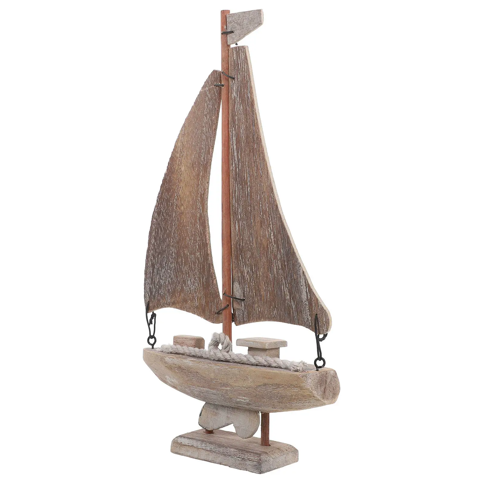 

Декоративная деревянная парусная лодка в винтажном стиле, средиземноморский деревенский морской декор для стола, центральное украшение для гостиной, кабинета, офиса