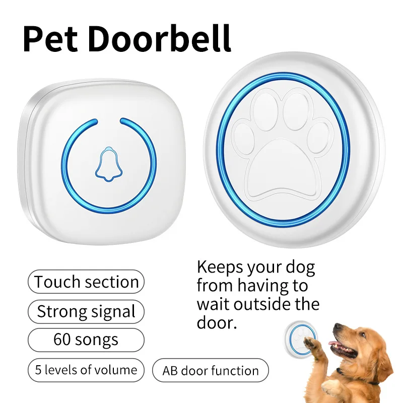 300m Home Wireless Touch Türklingel Smart LED blinkende Haustier Hund Türklingel wasserdicht One Drag One Training Hund Glocke