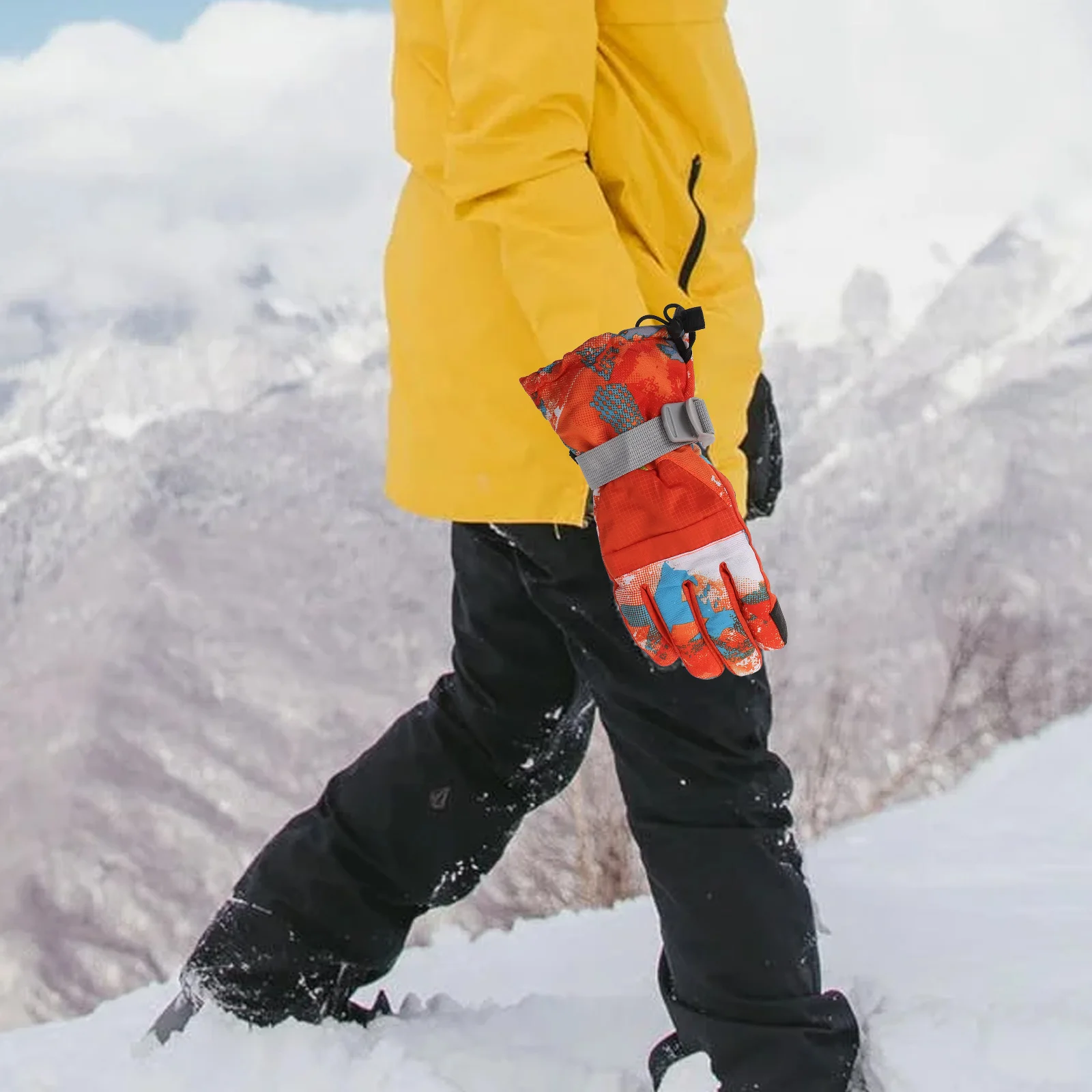 

1Pair Winter Gloves Skiing Thicken Warm Keeping Windproof Waterproof Lightweight Flexible for Hiking Driving Graffiti Outdoor