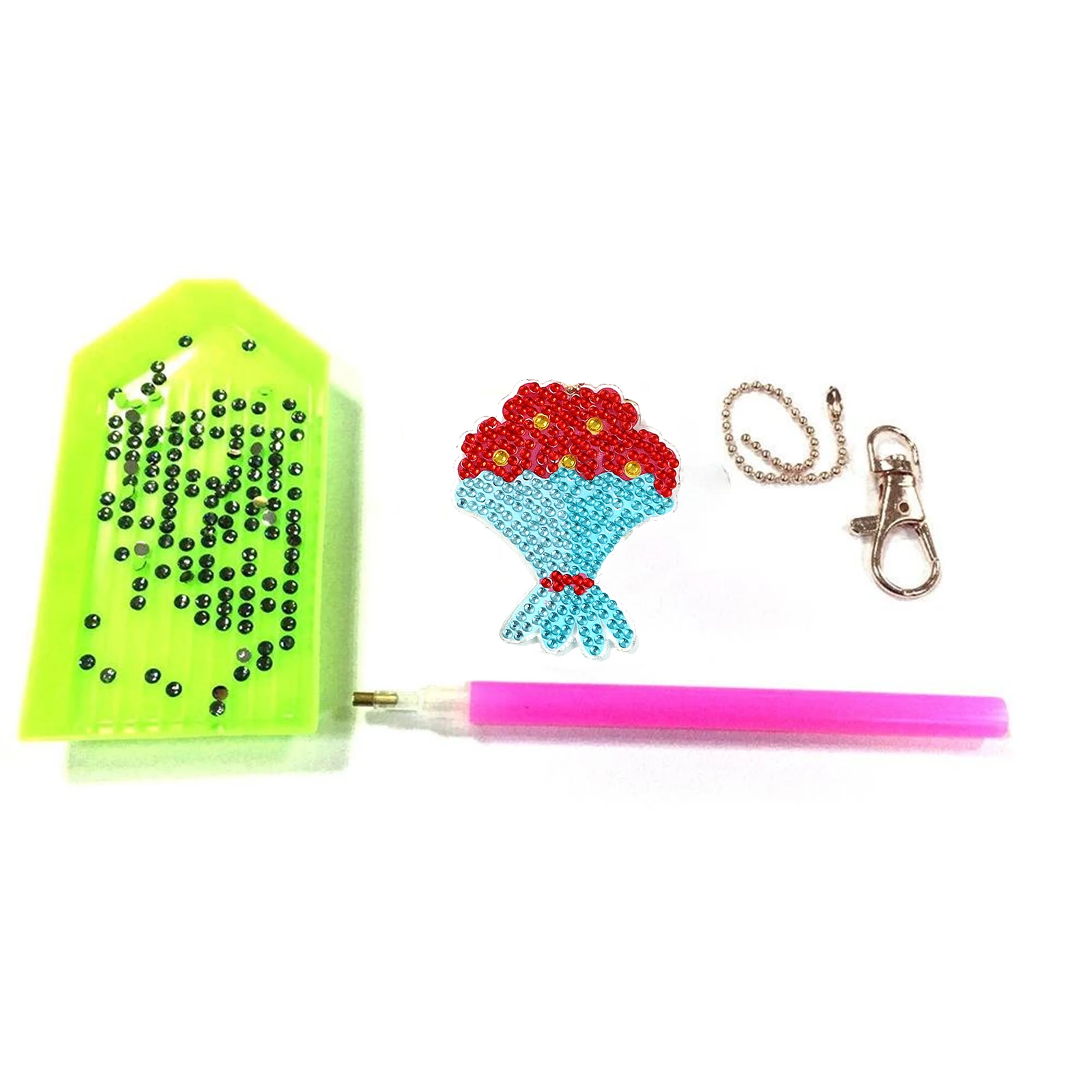 5pcs/Set DIY Diamond Art Keychains Valentines Day Double Sided Key Chains Valentines Day Diamond Painting Keychains Hearts