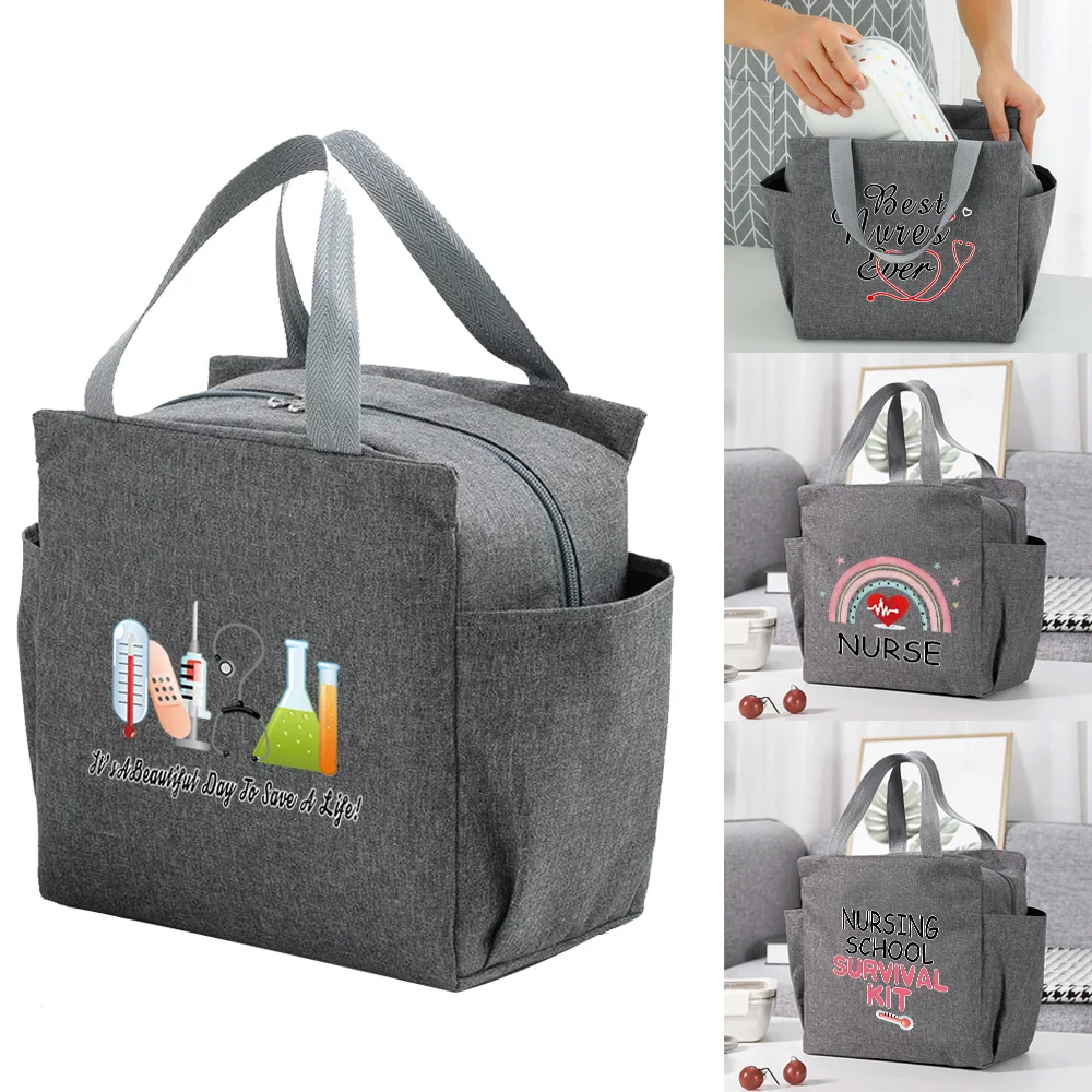 

Large Capacity Insulated Lunch Bags New Nurse Series Print Lunch Box Cooler Bag Multifunction Portable Picnic Thermal Food Packs