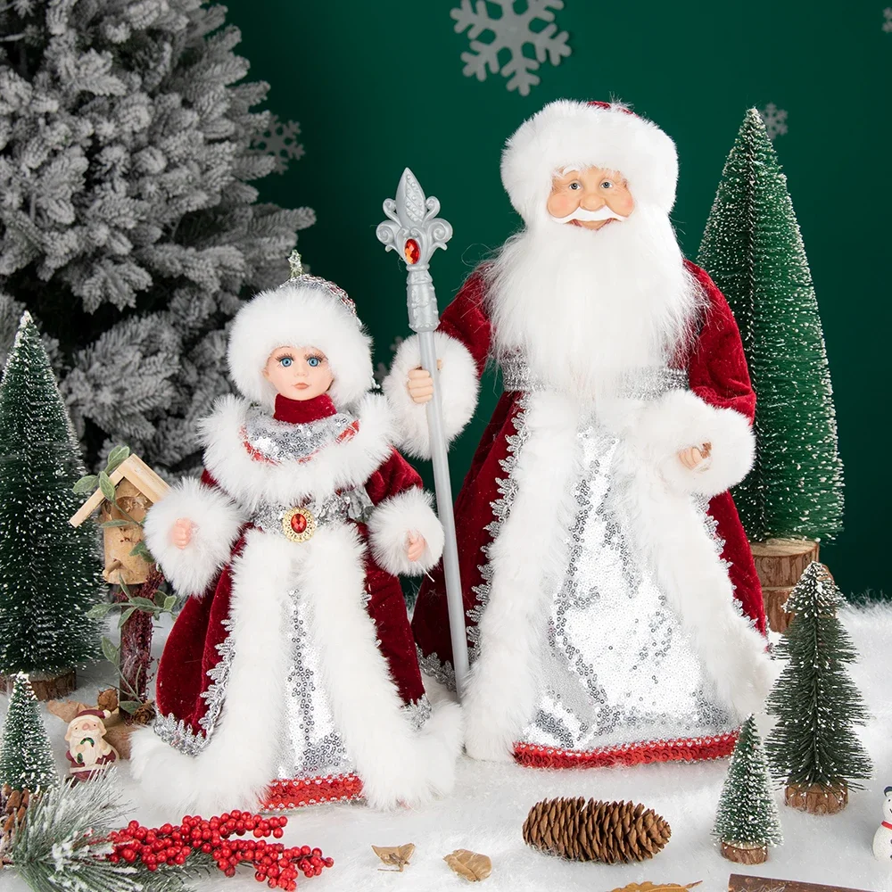 

Christmas Santa Claus Candy Bucket Electric Plush Dolls Decorations Xmas Toys Ornament For Home Decor Ornaments New Year Gifts