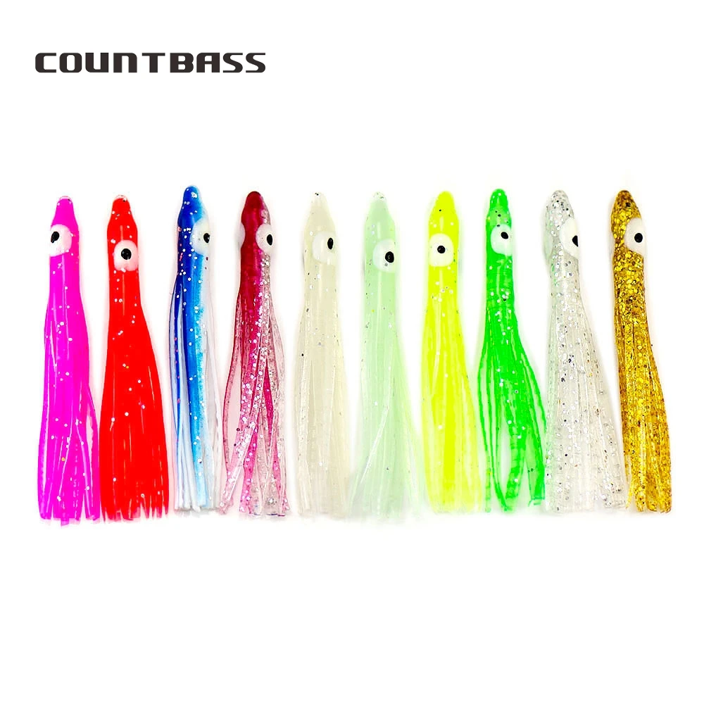 COUNTBASS 100pcs 4cm 6cm 10cm Luminous Needle-shaped Squid Skirts, Soft Octopus Baits Lure,Tackle Craft for Jigging Assist hooks