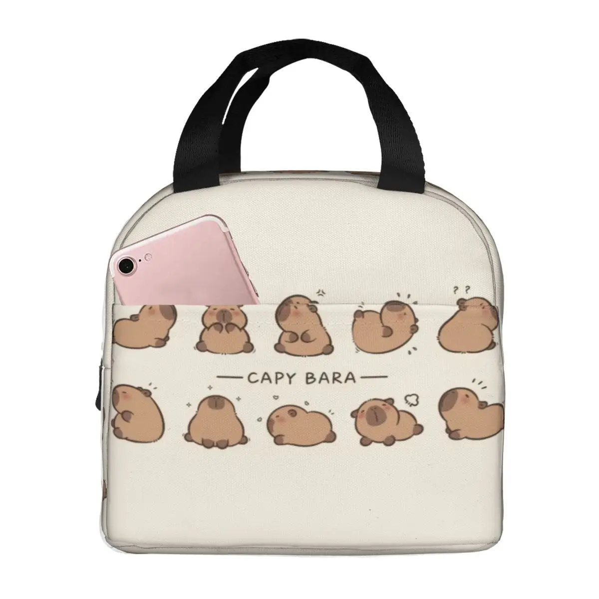Capybara Insulated Lunch Bag for Women Portable Thermal Cooler Lunch Box Beach Camping Travel