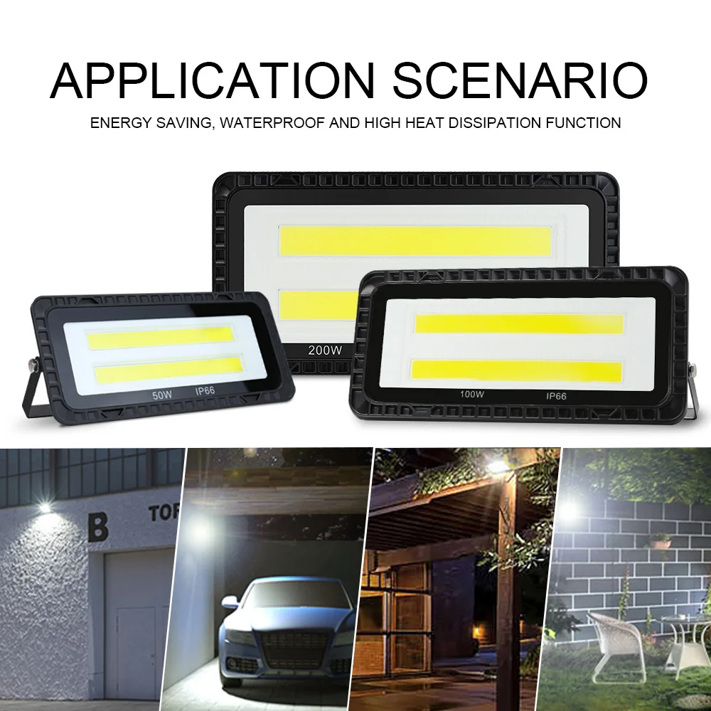 LED Flood Light 50W 100W 200W AC 220V IP66 Waterproof Lamp Garden Outdoor Lighting Projector Landscape Spotlight Wall FloodLight
