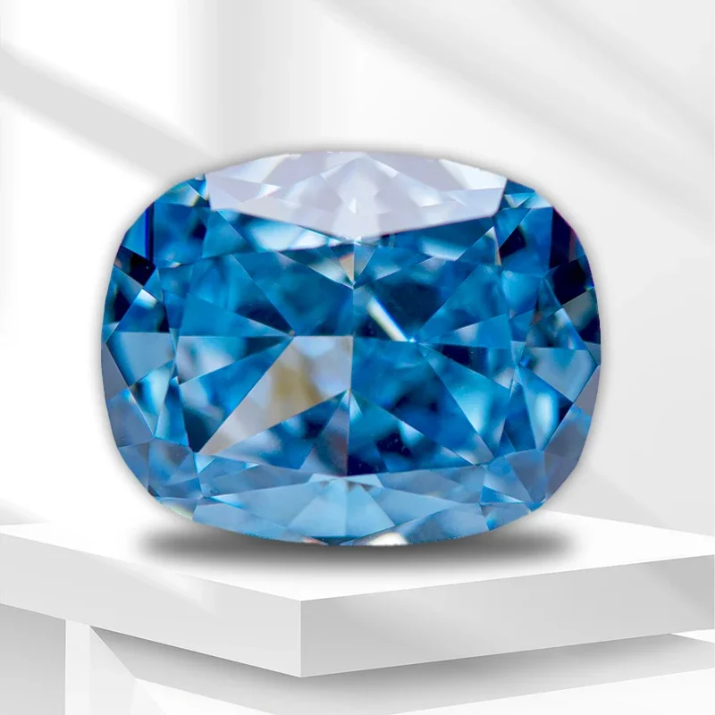 

Wholesale 4k Crushed Ice Cut Cubic Zirconia Stone Fancy Blue Color Cushion Shape Synthetic Gemstone 5A Lab CZ Stones for Charms