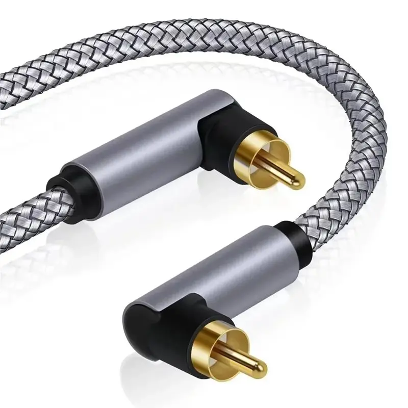 AA60 Digital Audio Coaxial Cable 90 Degree 75Ω RCA to RCA Male, Hifi SPDIF Cord for Sound Bar CD DVD TV, 2m