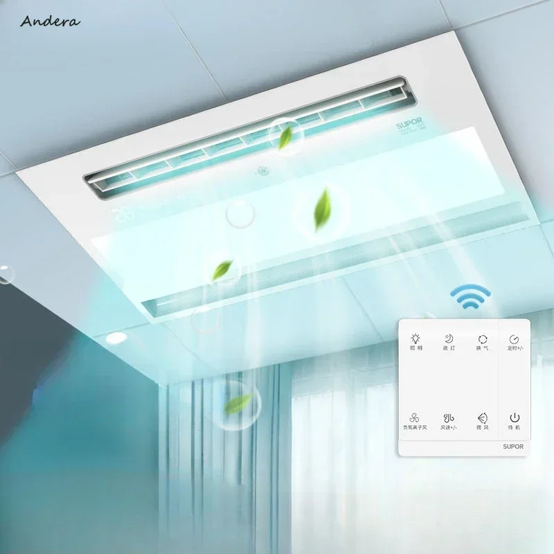 Kitchen Dual Screen Cooler - Integrated Ceiling. Bathroom Embedded. Remote Control. Cold Fan & Lighting Two in One.