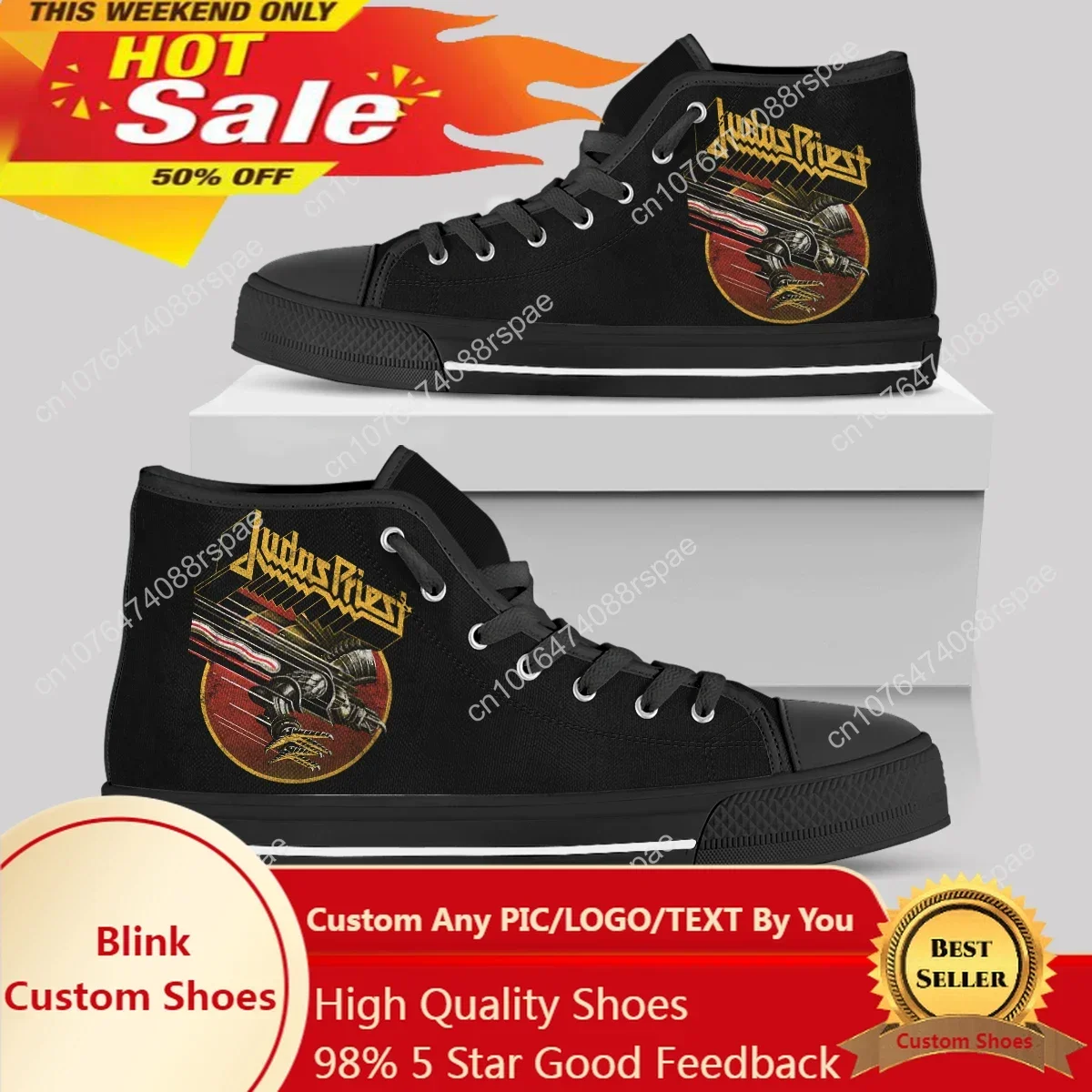 

Hot Summer Judas Priest Fans Arrive Fashion Lightweight High Top Canvas Shoes Men Women Fashion Casual Shoes Breathable Sneakers