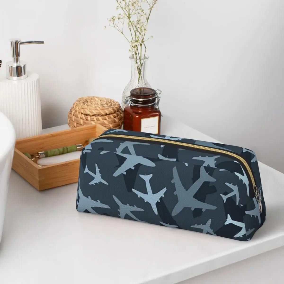 Random Airplanes Pattern Aviation Fighter Pilot Pencil Cases for Students Pen Box Pencil Bag Pencil Pouch Storage Stationery