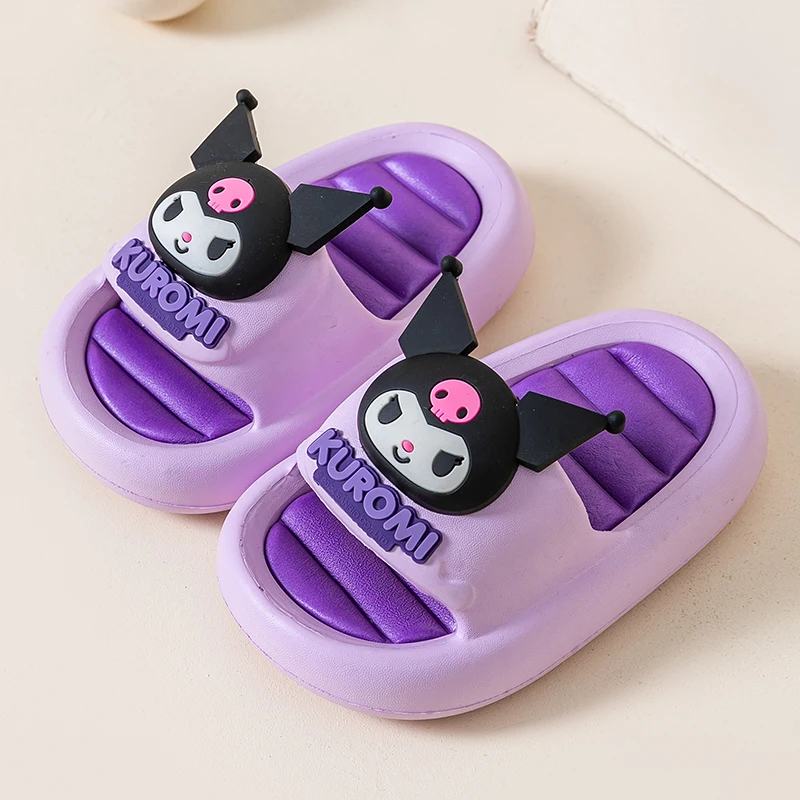 

Sanrio/летние детские повседневные тапочки, однотонные нескользящие домашние пляжные тапочки для ванной комнаты, детские мягкие тапочки, домашняя обувь для мальчиков и девочек