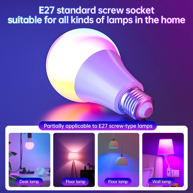16 Colors RGB Bulb LED Multicolor Bulb E27 5W/7W/9W/12W Household Lighting Dimmable Remote Control Smart Lamp Atmosphere Light