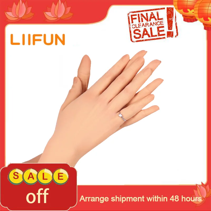 Liifun Female Silicone Sleeve Glove Simulated Skin Artificial Arm with Nail Fake Hands Cover Scars or Crossdresser Cosplay