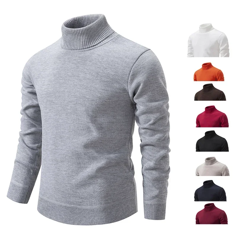 

Mens Winter High Neack Sweater Thick Basic Casual Sweaters Solid Color Fleece Warm Slim Turtleneck Sweaters Pullover