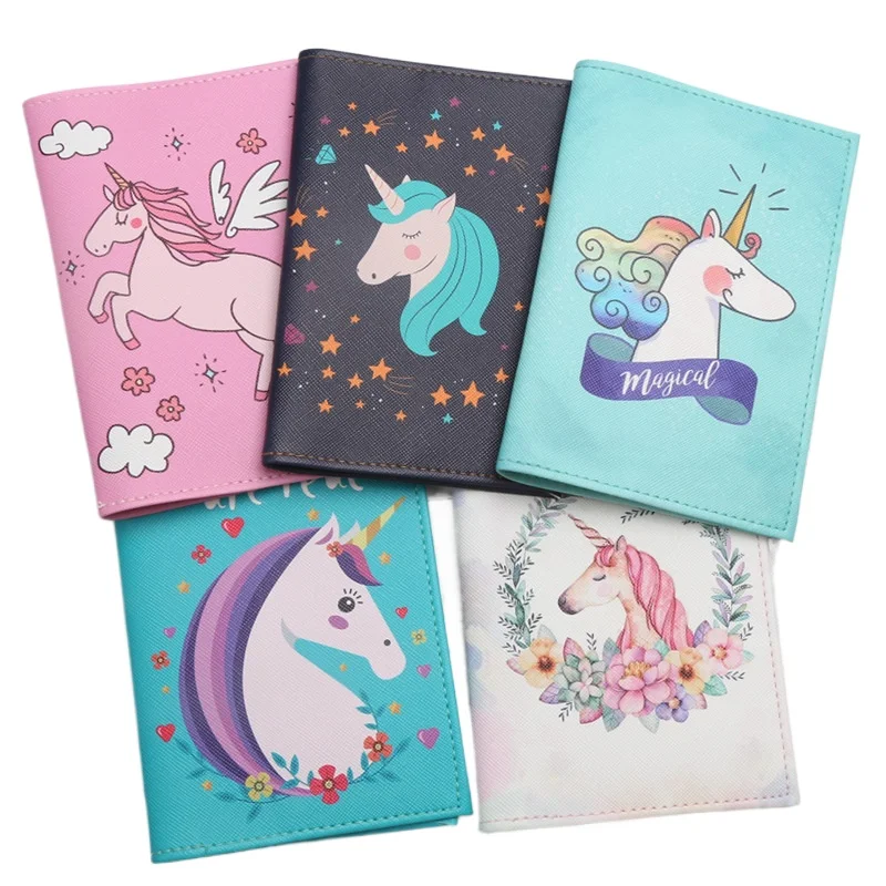 Cartoon PU Passport Holder for Children Kids Cute Passport Cover Case with ID Credit Card Slot Passport Protector Sleeve