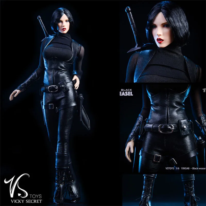 

VSTOYS 19XG48 1/6 Female The Black Weasel Head Sexy Cool PU Leather Clothes Suit Accessory for 12'' S12D Action Figure Body