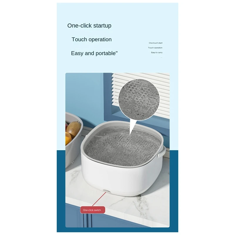 Electric Vegetable Washing Basket Kitchen Multi-Function Double-Layer Fruit and Vegetable Drainer Fruit Washing Machine-AT48