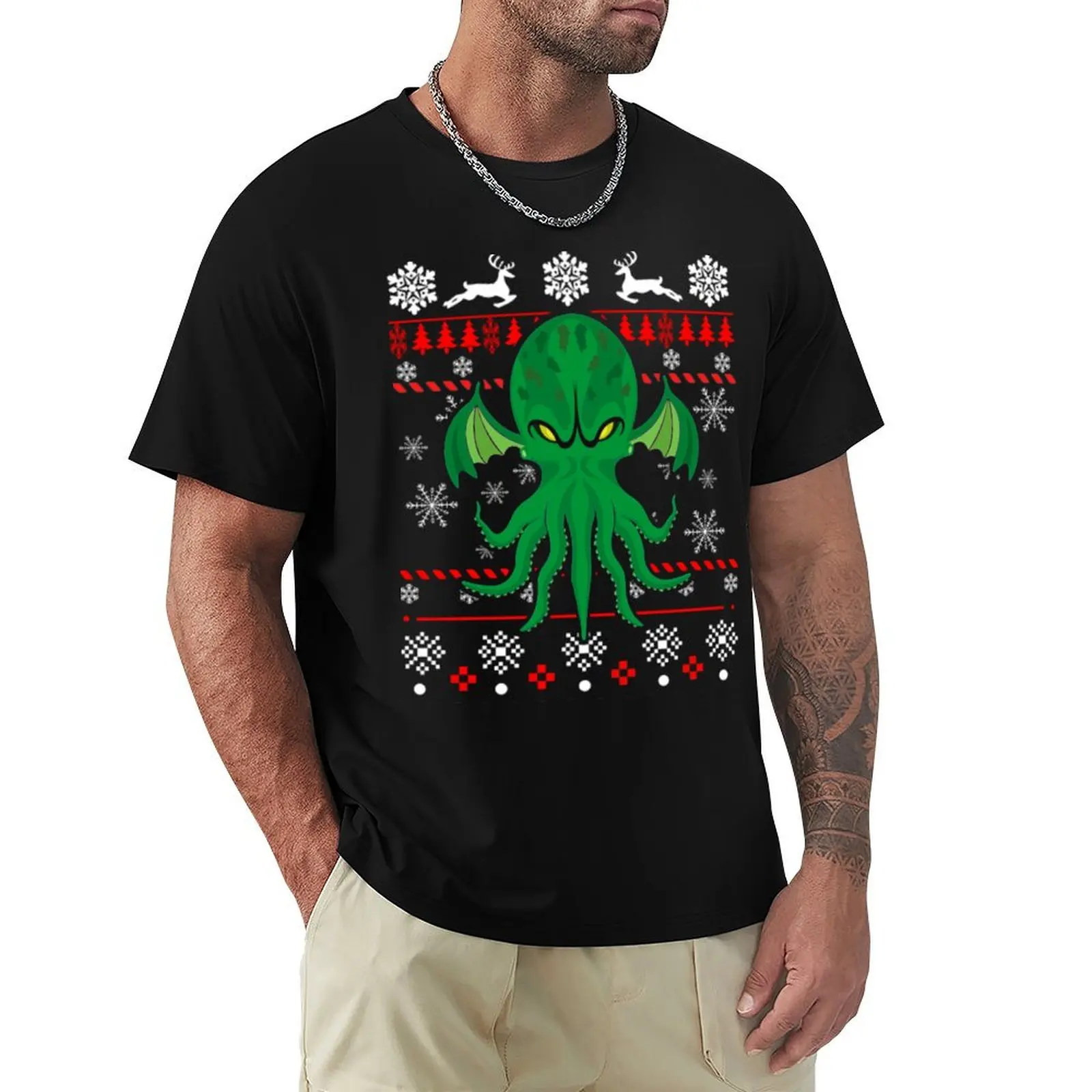 

Cthulhu Ugly Xmas Gift T-Shirt Work Wear Short Sleeve T-Shirt