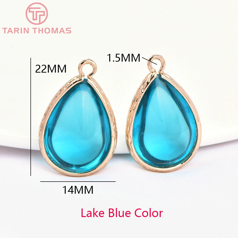 (4122)10PCS 22x14MM 24K Champagner Gold Farbe Messing und Glas Tear Drop Form Charms Anhänger Diy schmuck Erkenntnisse Zubehör – Detail 14