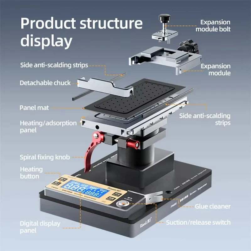 Qianli PM86 Universal Screen Separation Machine For Mobile Phone Curved Straight Folding LCD Disassembly Rotating Separator Tool