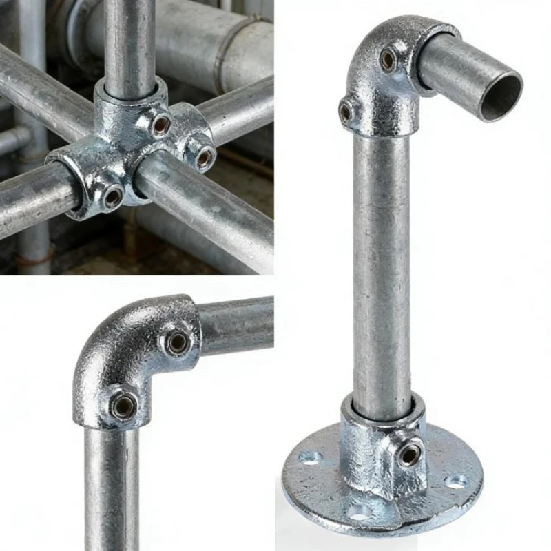 1/2inch 3/4inch 1inch Galvanized Round Pipe Iron Pipe Joint Steel Pipe Shelf Connector Elbow Base Tee Guardrail Fixed