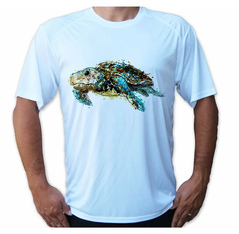 Colorful Turtle Short Sleeve UPF 50 T-Shirt Fishing UV Protection Boat Beach  High Quality 100%Cotton Short Sleeve