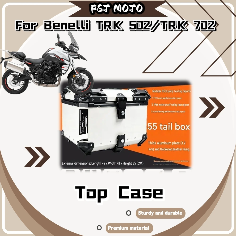 Fit Benelli TRK702/TRK502 55L Armor‑Style Aluminum Top Case Shock‑Resistant Dust‑Proof Storage Luggage Mod Accessories