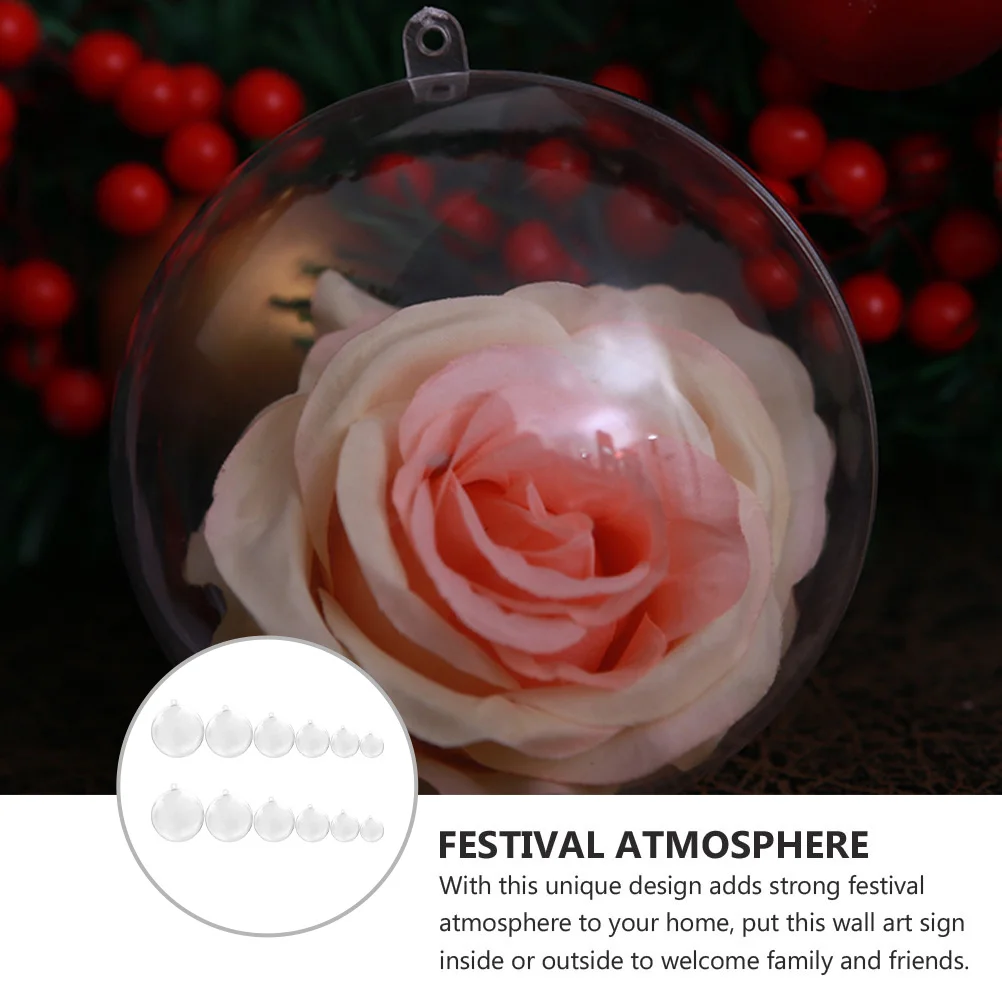 

12Pcs Creative Acrylic Ball Hanging Pendants Christmas Decor Transparent Hollow Ornaments for Tree Door Window Patio Festival